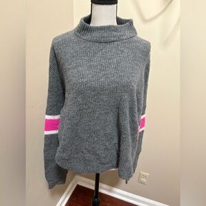 John + Jenn Gray Sweater with Pink Stripes